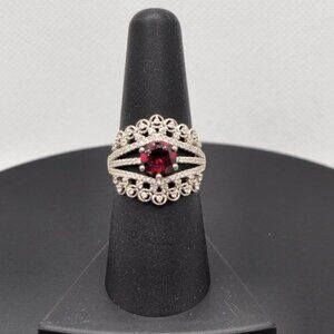 Red‎ Garnet Statement Ring in Sterling Silver, Size 7.25